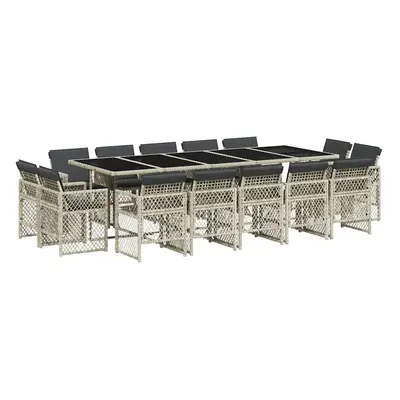 vidaXL 15 részes szürke polyrattan kerti étkezőgarnitúra párnákkal