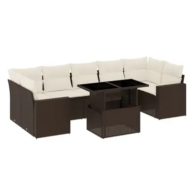vidaXL 8 részes barna polyrattan kerti ülőgarnitúra párnákkal