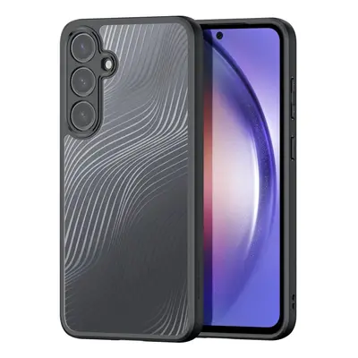 Samsung Galaxy A55 5G SM-A556B, Műanyag hátlap védőtok + szilikon keret, hullám minta, Dux Ducis Aimo, áttetsző/fekete
