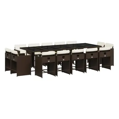 vidaXL 15 részes barna polyrattan kerti ülőgarnitúra párnákkal