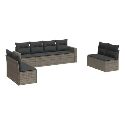 vidaXL 8 részes szürke polyrattan kerti ülőgarnitúra párnákkal