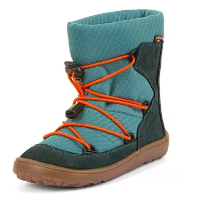 Froddo fiú téli barefoot cipő TEX TRACK WOOL Petroleum G3160251-3 | magas szárú, bebújós cipő | vízálló hótaposó membránnal és r