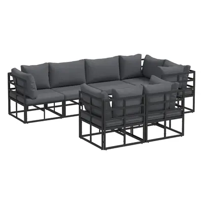 vidaXL Kerti Kanapé Szett párnával 7 pcs Fekete Acél
