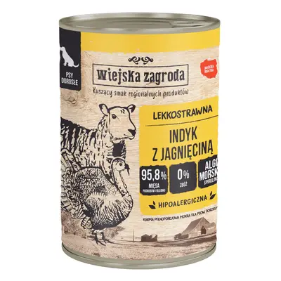 WIEJSKA ZAGRODA Pulyka bárányhússal nedves kutyaeledel 400 g