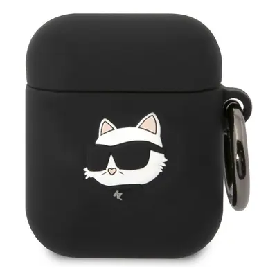 Karl Lagerfeld 3D Logo NFT Choupette Head Apple AirPods 1/2 szilikon tok, fekete