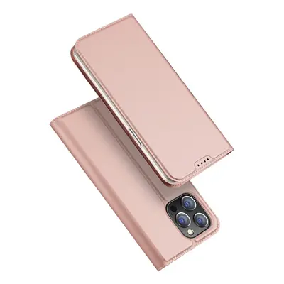 Apple iPhone 15 Pro Max, Oldalra nyíló tok, stand, Dux Ducis, vörösarany
