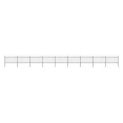 vidaXL fekete acél kerti kerítés lándzsás tetejű 1603,5 x 100 cm