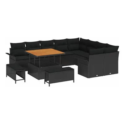 vidaXL Kerti Kanapé Szett párnával tárolóval párnával 12 pcs Fekete