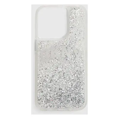 DKNY Liquid Glitter Arch Logo Apple iPhone 15 Pro tok, átlátszó