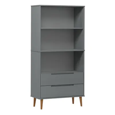 vidaXL MOLDE szürke tömör fenyőfa könyvszekrény 85 x 35 x 170,5 cm