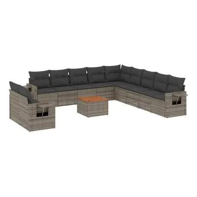 vidaXL 12 részes szürke polyrattan kerti ülőgarnitúra párnákkal