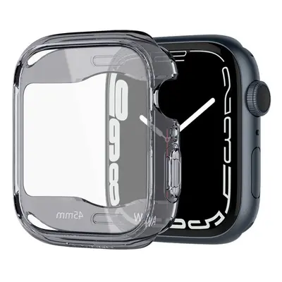 Apple Watch 7-9 (45 mm), Szilikon védőkeret, ütésálló, szíj nélkül, Spigen Ultra Hybrid, átlátszó/szürke
