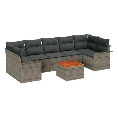 vidaXL Kerti Kanapé Szett tárolóval 8 pcs Szürke polirattan
