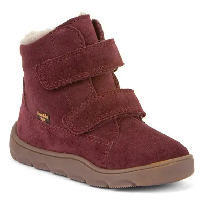Froddo lány téli barefoot cipő ZERU TEX FURRY Bordeaux G2110151-4 | téli gyerek bokacipő tépőzárral | bőr cipő membránnal és rug