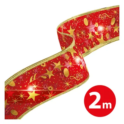 Karácsonyi LED-es szalag – piros – 2 m x 5 cm – 2 x AA