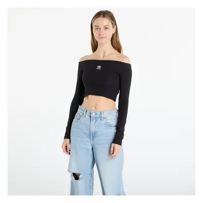 Póló adidas Essentials Rib Off Shoulder Long-Sleeve Top T-Shirt Black XL