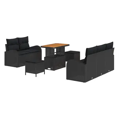 vidaXL Kerti Kanapé Szett párnával tárolóval párnával 8 pcs Fekete