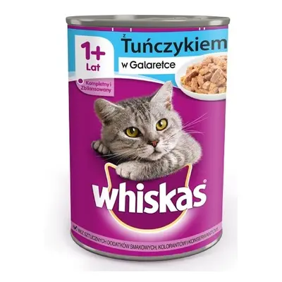 WHISKAS Adult konzerv 400 g teljes értékű nedves eledel felnőtt macskáknak, tonhalas zselés darabok
