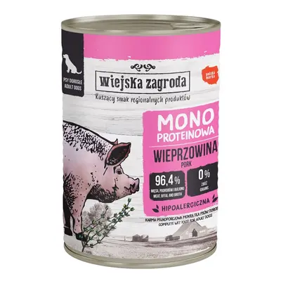 WIEJSKA ZAGRODA Sertéshús monoproteines nedves eledel kutyák számára 400 g