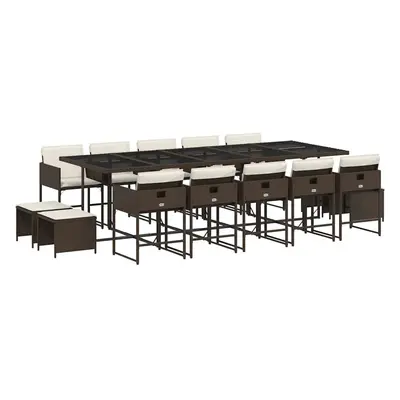 vidaXL 15 részes barna polyrattan kerti ülőgarnitúra párnákkal