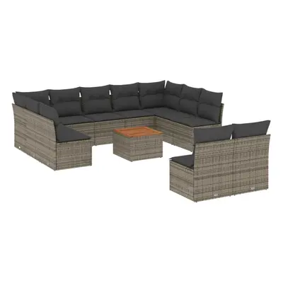 vidaXL 12 részes szürke polyrattan kerti ülőgarnitúra párnákkal