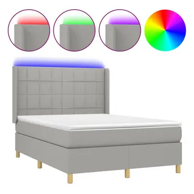 vidaXL világosszürke szövet rugós és LED-es ágy matraccal 140x200 cm