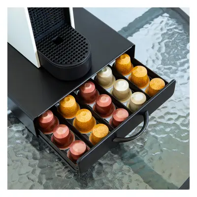 Fém kávékapszula tartó – 50 db Nespresso kapszulákhoz – 365 x 214 x 60 mm – matt fekete
