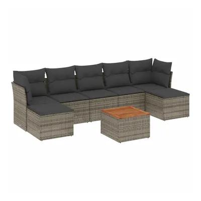 vidaXL 8 részes szürke polyrattan kerti ülőgarnitúra párnákkal