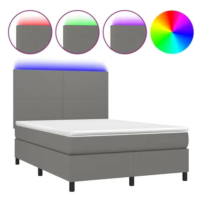 vidaXL sötétszürke szövet rugós és LED-es ágy matraccal 140x200 cm
