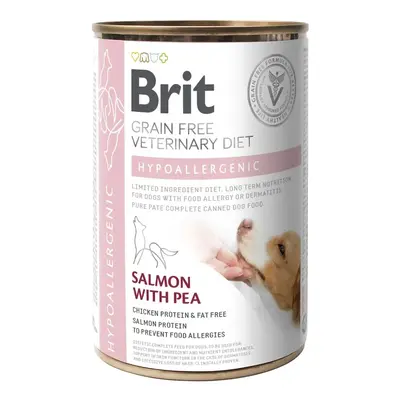 BRIT Veterinary Diet Hypoallergenic Salmon&Pea nedves kutyaeledel 400g