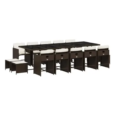 vidaXL 15 részes barna polyrattan kerti ülőgarnitúra párnákkal