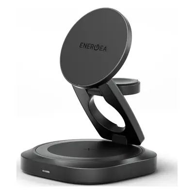 Energea Alumag GYRO 360 3in1 vezeték nélküli wireless töltő, forgatható, összecsukható, Qi2.2, 25W, fekete