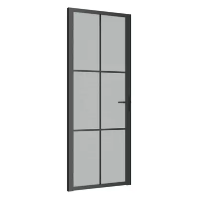 vidaXL fekete matt üveg és alumínium beltéri ajtó 83 x 201,5 cm