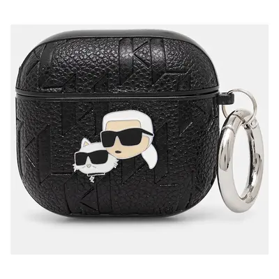 Karl Lagerfeld Monogram Karl & Choupette Head Apple AirPods 4 tok, fekete