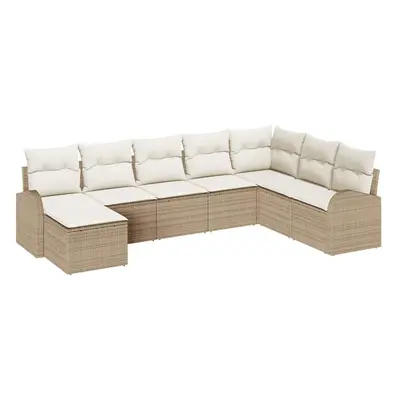 vidaXL Kanapé Szett párnával tárolóval 8 pcs Beige és Fehér polirattan