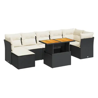 vidaXL 8 részes fekete polyrattan kerti ülőgarnitúra párnákkal
