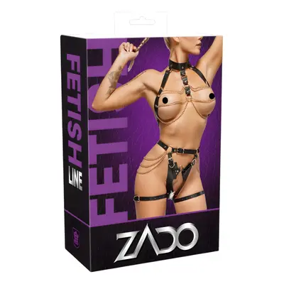 ZADO - 2 részes bőr hám szett (fekete-arany)