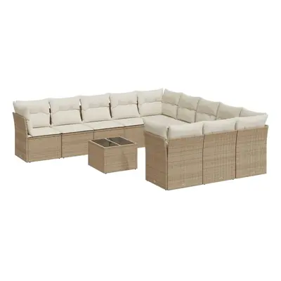 vidaXL 12 részes bézs polyrattan kerti ülőgarnitúra párnákkal