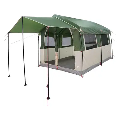 vidaXL Családi sátor 4 személyes Zöld és Fehér 324 x 255 x 230 cm