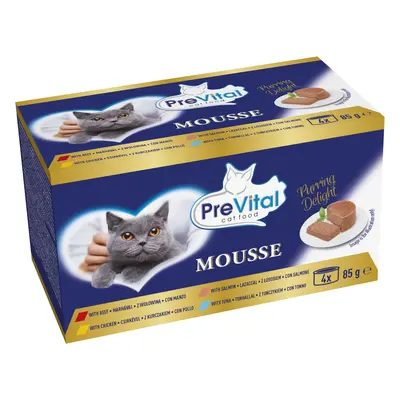 Nedves Macskaeledel Prevital MIX 4 Ízű Húsos Mousse Multibox Konzerv 4X85G