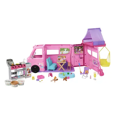 MATTEL Barbie Álom lakóautó játékszett, sátorral, hintával, grillel és kiegészítőkkel