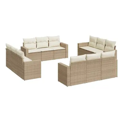 vidaXL 12 részes bézs polyrattan kerti ülőgarnitúra párnákkal