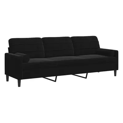 vidaXL 3 személyes fekete bársony kanapé díszpárnákkal 210 cm