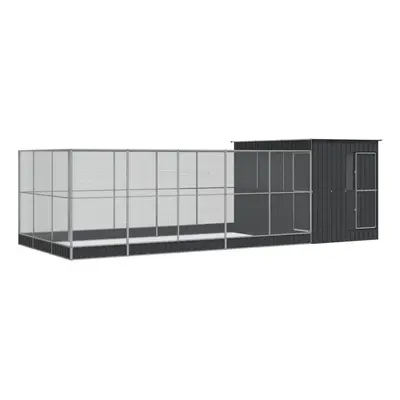 vidaXL ezüstszínű acél madárház bővítménnyel 704 x 303 x 216 cm