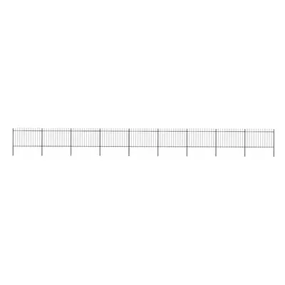 vidaXL fekete acél kerti kerítés lándzsás tetejű 1603,5 x 120 cm