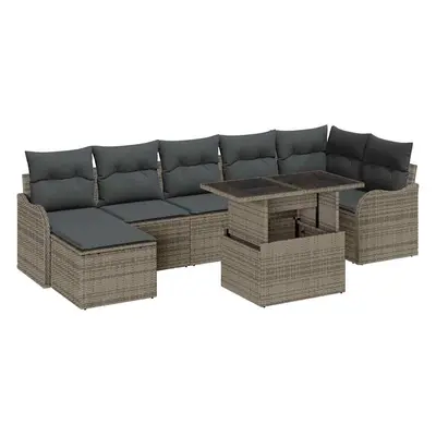 vidaXL Kerti Kanapé Szett párnával 8 pcs Szürke Poly Rattan