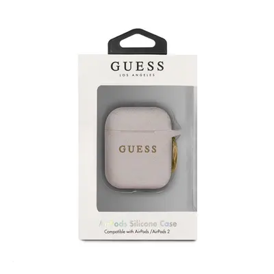 Guess tok AirPods készülékhez világos rózsaszín Silicone Glitter
