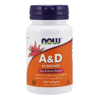NOW A- és D-vitamin, 10000/400 NE, 100 lágygél kapszula