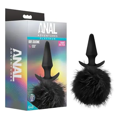Anal Adventures Platinum - anál plug nyuszifarokkal (fekete)