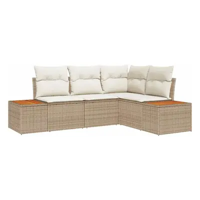 vidaXL Kerti Kanapé Szett párnával 4 pcs Beige és krém Polyrattan